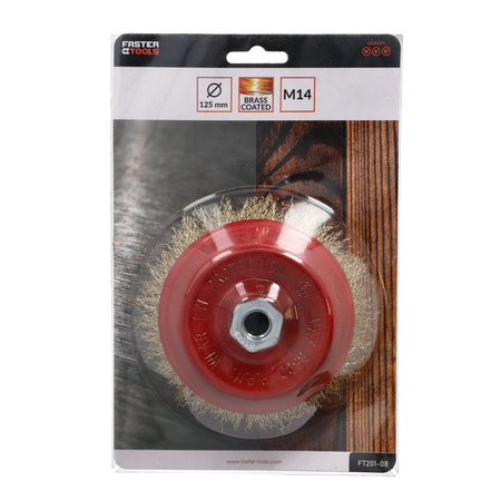 FASTER TOOLS Szczotka doczołowa mosiądz. Gwint M14 125 mm
