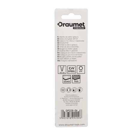 DRAUMET PREMIUM Wiertło do szkła i glazury 4-ostrzowe 10 x 85 mm