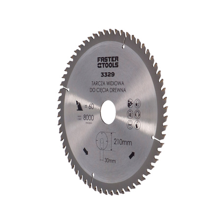 FASTER TOOLS Tarcza widiowa do cięcia drewna 210 x 30 60 2,0 1,6