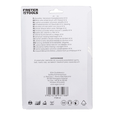FASTER TOOLS Szczotka tarczowa mosiądz. Gwint M14 120 mm