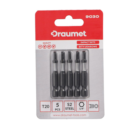 DRAUMET bity udarowe TORX T20 50mm S2 5szt.