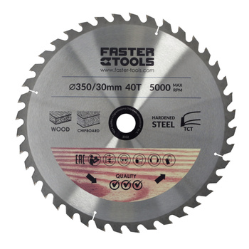 FASTER TOOLS Tarcza widiowa do cięcia drewna 350 x 30 40 2,5 2,2