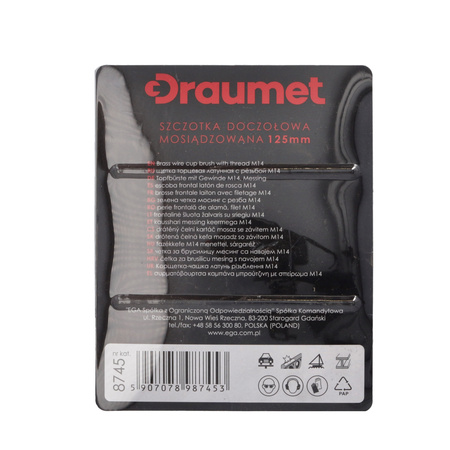 DRAUMET Szczotka doczołowa mosiądzowana z gwintem M14 125 30