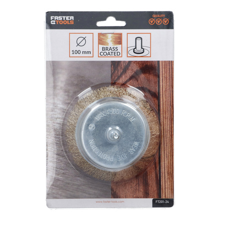 FASTER TOOLS Szczotka doczołowa, trzpień mosiądz. 100 30