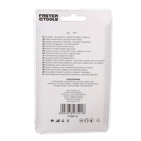 FASTER TOOLS Szczotka doczołowa, splatana, trzpień, stalowa 80