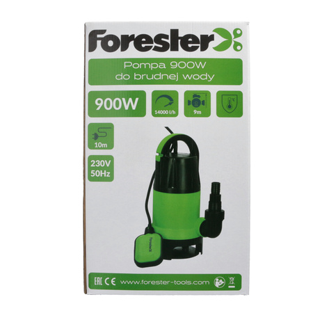 FORESTER pompa do brudnej wody 1100W, max. 15000l/h, max. wysokość tłoczenia 9,5m, przewód 10m