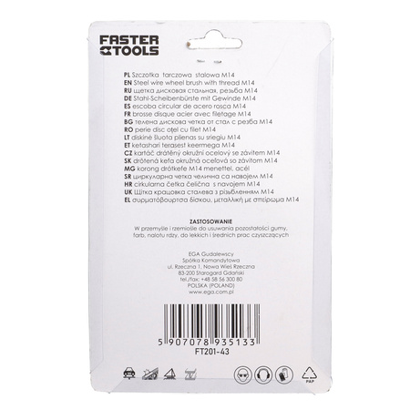 FASTER TOOLS Szczotka tarczowa stalowa. Gwint M14 100 25