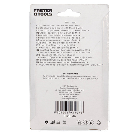 FASTER TOOLS Szczotka doczołowa stalowa. Gwint M14 60 20
