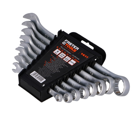 FASTER TOOLS Klucze płasko-oczkowe satyna zestaw 8 - 22