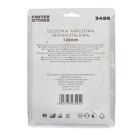 FASTER TOOLS Szczotka tarczowa, trzpień stalowa 120 20