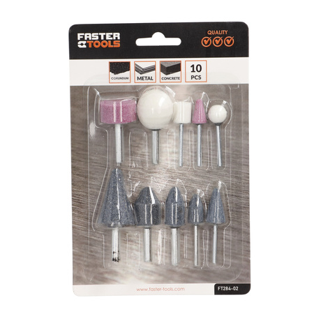 FASTER TOOLS kamienie szlifierskie na wiertarkę komplet 10szt.
