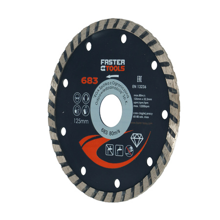FASTER TOOLS Tarcza diamentowa TURBO 125 x 2,0 - Średnica otworu 22,2 mm