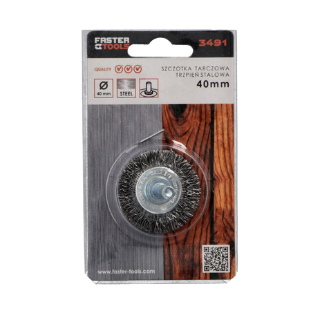 FASTER TOOLS Szczotka tarczowa, trzpień stalowa 40 10