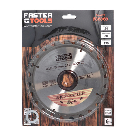 FASTER TOOLS Tarcza widiowa do cięcia drewna 190 x 30 24 1,9 1,4