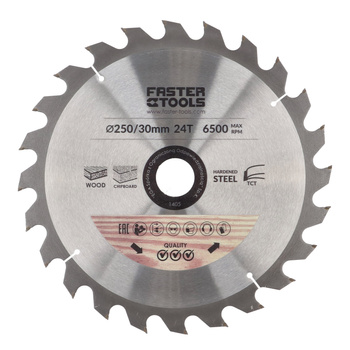 FASTER TOOLS Tarcza widiowa do cięcia drewna 250 x 30 24 2,3 1,8