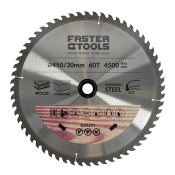 FASTER TOOLS Tarcza widiowa do cięcia drewna 450 x 30 60 3,0 2,5