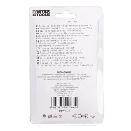 FASTER TOOLS Szczotka doczołowa splatana stalowa Gwint M14 75 20