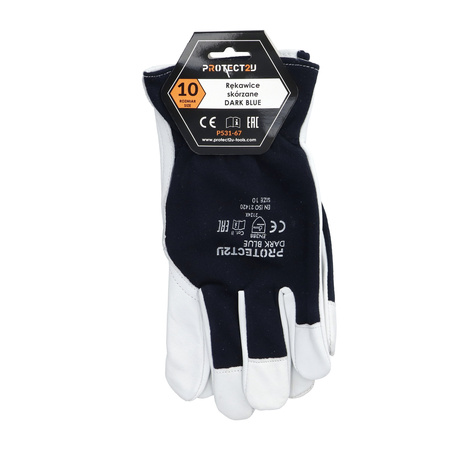 PROTECT2U rękawice skórzane DARK BLUE R10