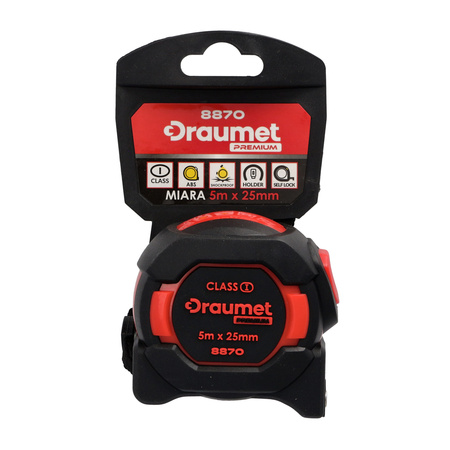 DRAUMET PREMIUM Miara zwijana 5 m x 25 mm I klasa dokładności