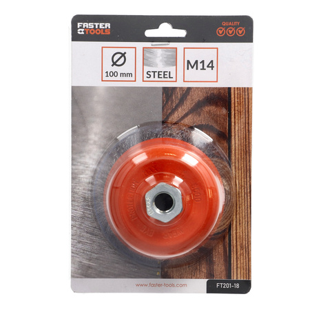 FASTER TOOLS Szczotka doczołowa stalowa. Gwint M14 100 mm