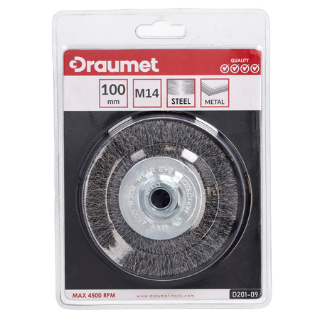 DRAUMET Szczotka tarczowa stalowa z gwintem M14 100 mm