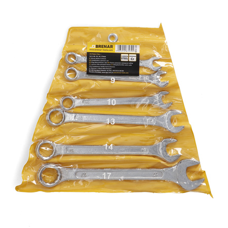 BRENAR klucze płasko-oczkowe 6cz. 8-17mm