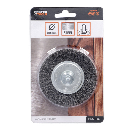 FASTER TOOLS Szczotka tarczowa, trzpień stalowa 80 20