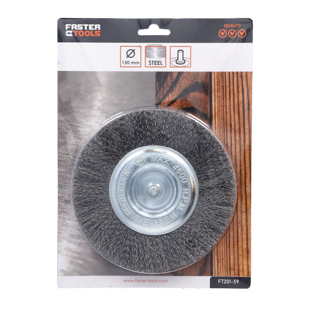 FASTER TOOLS Szczotka tarczowa, trzpień stalowa 150 30