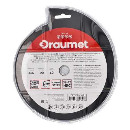 DRAUMET tarcza widiowa do piły zagłębiarki 165x20x60z