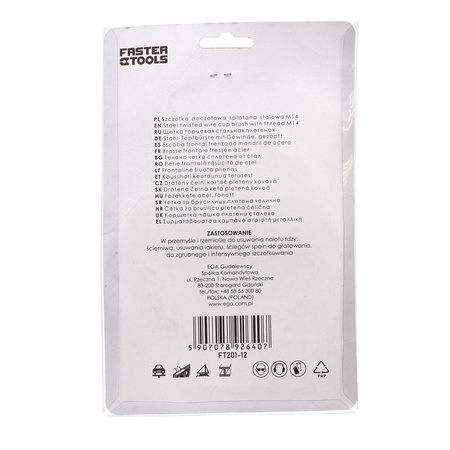 FASTER TOOLS Szczotka doczołowa splatana stalowa Gwint M14 125 25