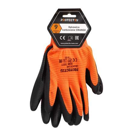 PROTECT2U rękawice karbowane ORANGE R9 zawieszka