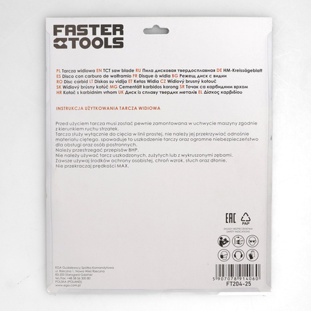 FASTER TOOLS Tarcza widiowa do cięcia drewna 250 x 30 40 2,3 1,8