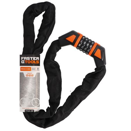 FASTER TOOLS zabezpieczenie rowerowe łańcuchowe 1,2m szyfr