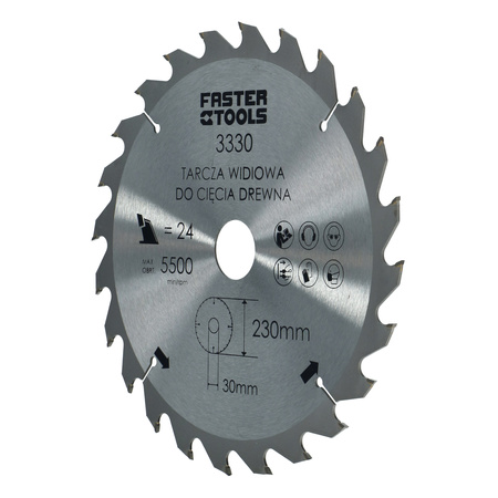 FASTER TOOLS Tarcza widiowa do cięcia drewna 250 x 30 60 2,3 1,8