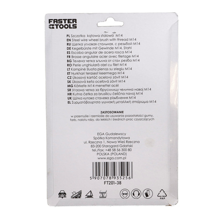 FASTER TOOLS Szczotka kątowa stalowa. Gwint M14 120 25