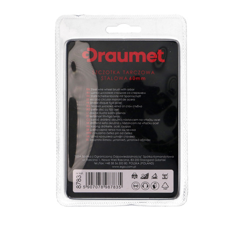 DRAUMET Szczotka tarczowa stalowa z trzpieniem 60 mm