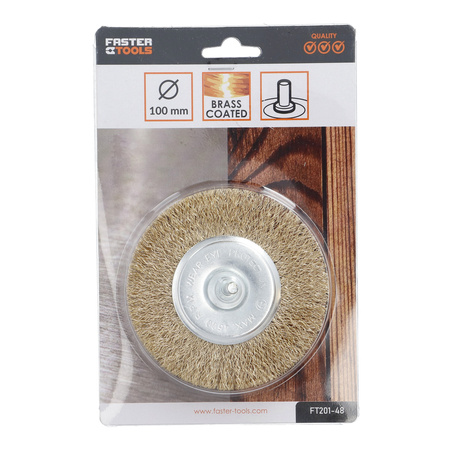 FASTER TOOLS Szczotka tarczowa, trzpień mosiądz 100 25
