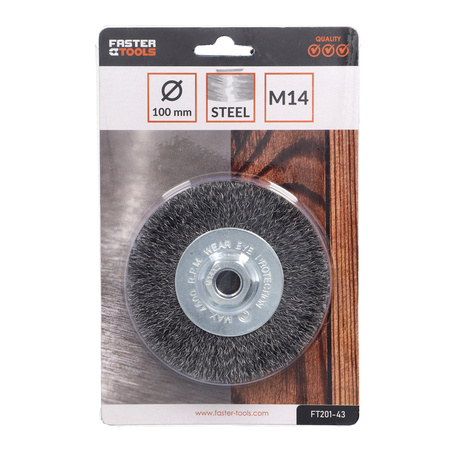 FASTER TOOLS Szczotka tarczowa stalowa. Gwint M14 100 25