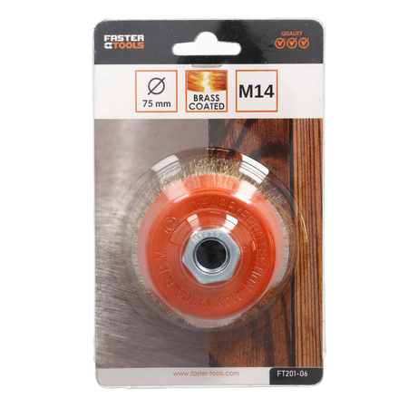 FASTER TOOLS Szczotka doczołowa mosiądz. Gwint M14 75 mm