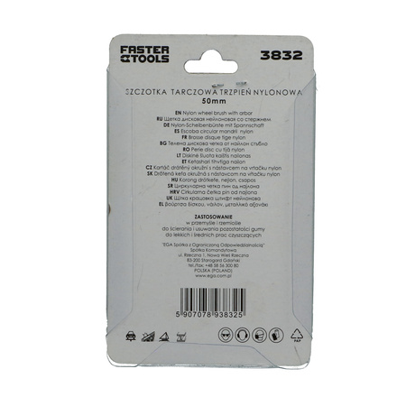 FASTER TOOLS Nylonowa szczotka tarczowa z trzpieniem 50