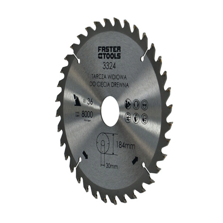 FASTER TOOLS Tarcza widiowa do cięcia drewna 184 x 30 36 1,9 1,4