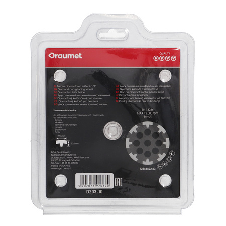 DRAUMET Tarcza diamentowa do szlifowania T - 125mm