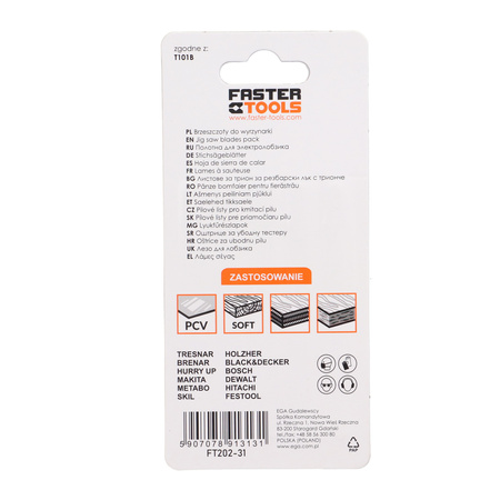 FASTER TOOLS Brzeszczot do wyrzynarki, uchwyt T, T101B 10 100