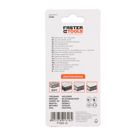 FASTER TOOLS Brzeszczot do wyrzynarki, uchwyt T, T244D 6 100