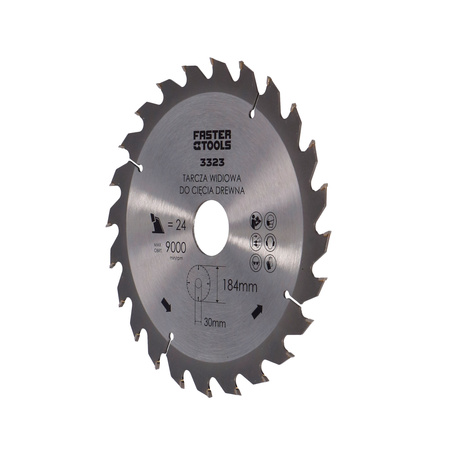 FASTER TOOLS Tarcza widiowa do cięcia drewna 184 x 30 24 1,9 1,4