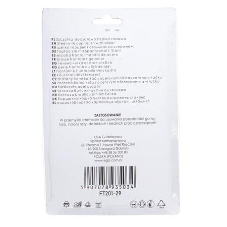 FASTER TOOLS Szczotka doczołowa trzpień, stalowa 100 25