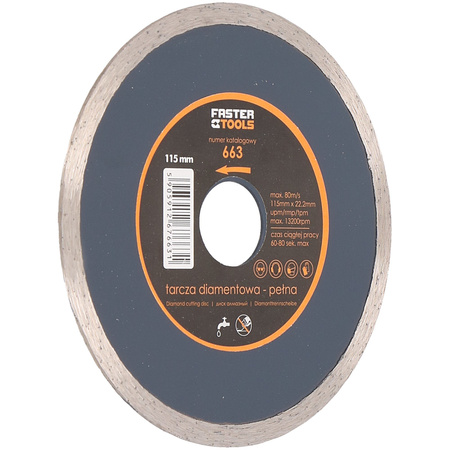 FASTER TOOLS Tarcza diamentowa pełna 115 x 2,0