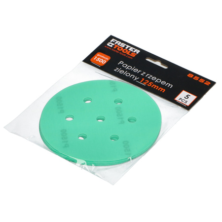 FASTER TOOLS papier ścierny z rzepem zielony 125mm gr. 1500 5szt.