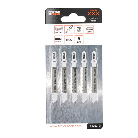 FASTER TOOLS Brzeszczot do wyrzynarki, uchwyt T, T118B 12 75