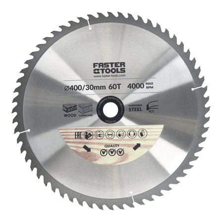 FASTER TOOLS Tarcza widiowa do cięcia drewna 400 x 30 60 2,5 2,2